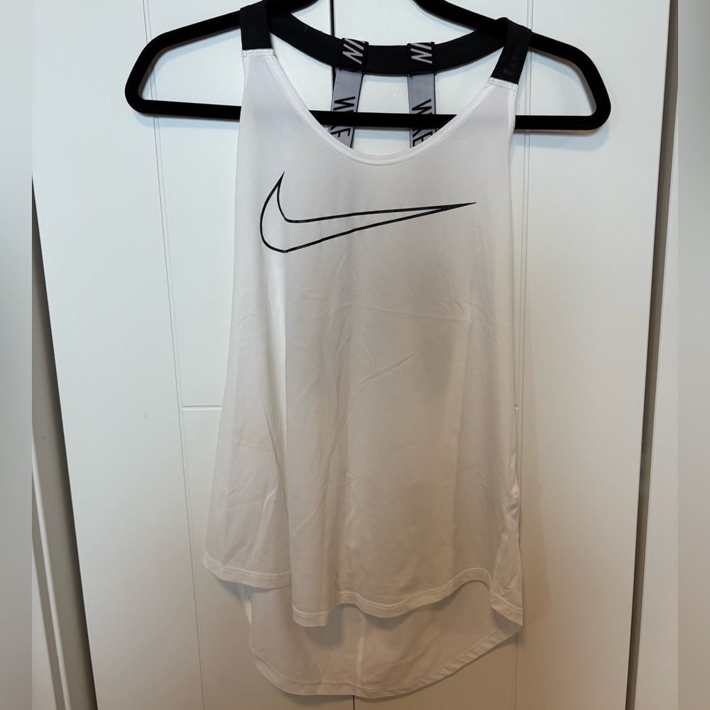Nike Women's White and Black Tank Top